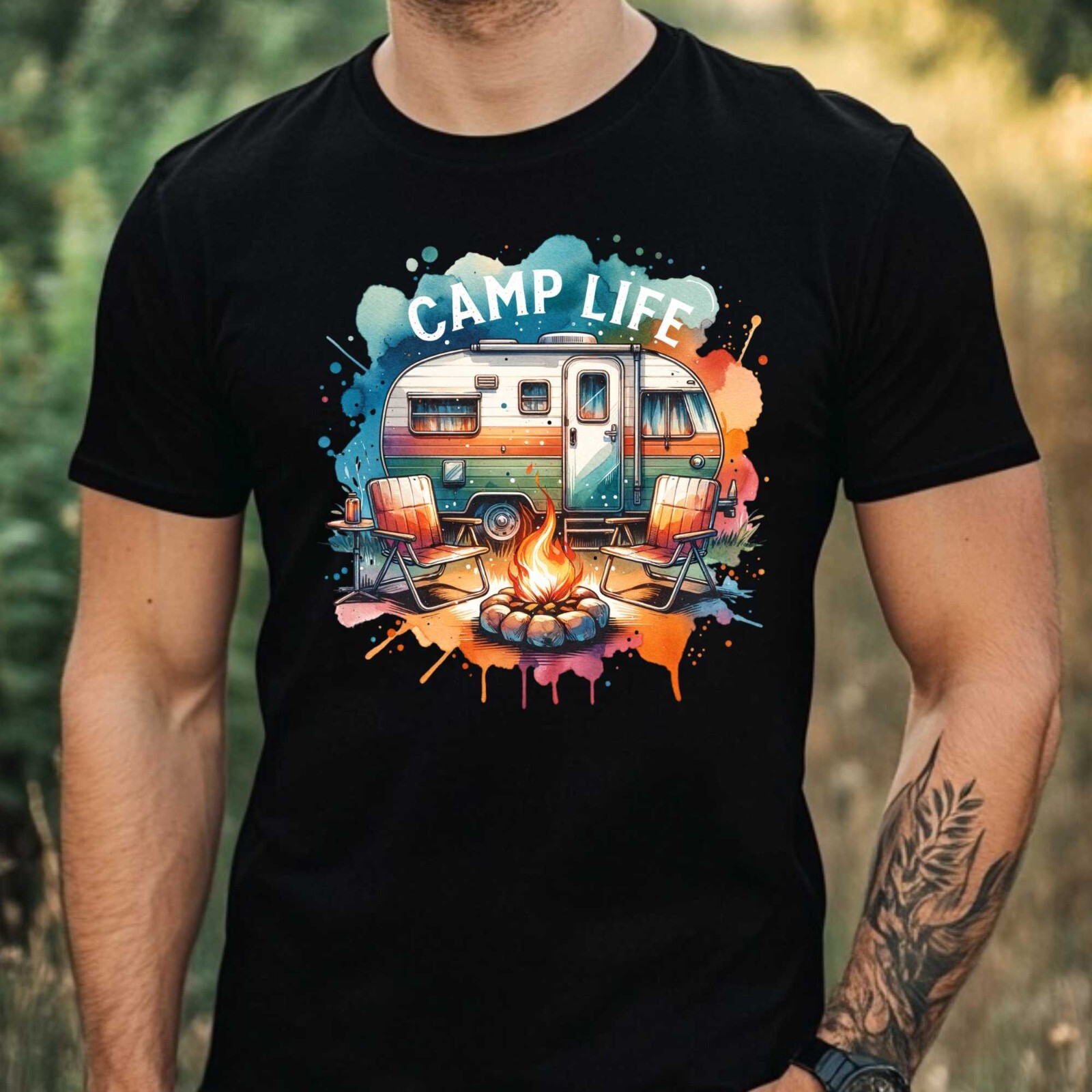 Camping Cotton T-Shirt Mens XS to 5XL