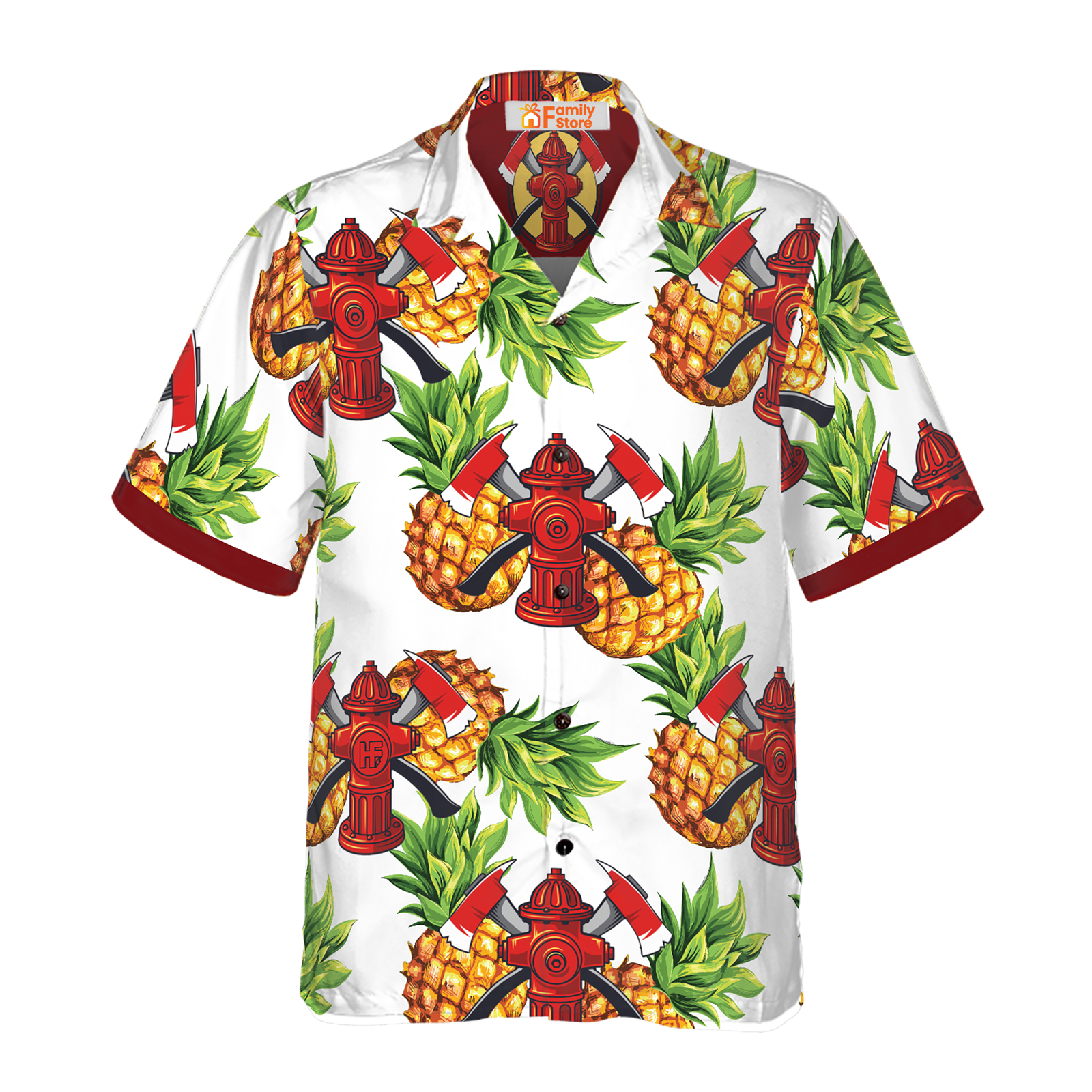 Pineapple Seamless Firefighter Hawaiian Shirt Design
