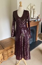 Zara Limited Edition Maroon Burgundy Sequin Midi Dress S UK10 bnwt