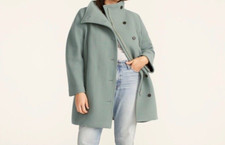 Nwt - 2p - J.crew Villa Coat In Italian Stadium-cloth Wool - Slate Green
