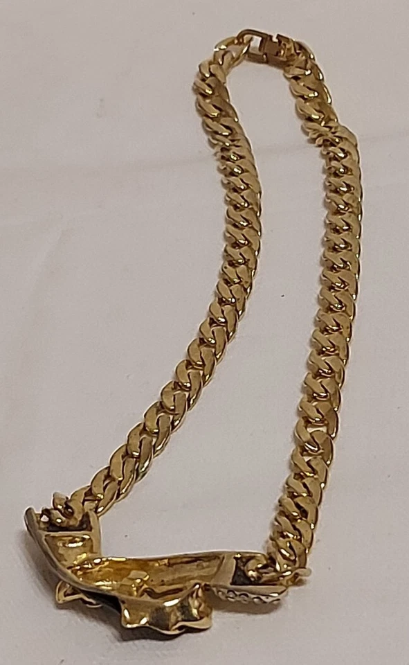 Collier Panther/Tiger Vintage  Halskette Kristalle/Email  Vergoldet - Bild 4 von 4