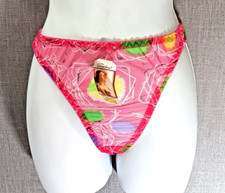 VTG Mesh String Bikini Thong Panties Size 7 Large Pink 80s 90s Sheer Sissy NWT