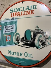 Vintage Style Sinclair  Opaline Motor Oil Gasoline Pump Oil Porcelain Sign