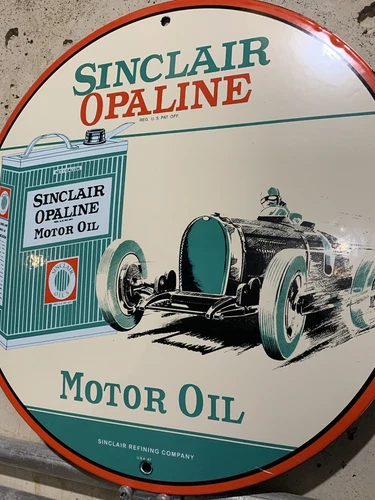 Vintage Style Sinclair  Opaline Motor Oil Gasoline Pump Oil Porcelain Sign
