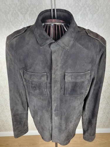 All Saints Men`s Dover Leather Shirt Jacket Brown Suede Size Medium VGC - Picture 2 of 15