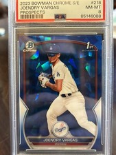 2023 Bowman Chrome Sapphire Joendry Vargas 1st Bowman RC PSA 8 