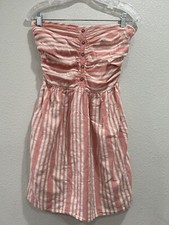 Gap Womens Dress Linen Blend Strapless with Pockets size 8 sweetheart neckline