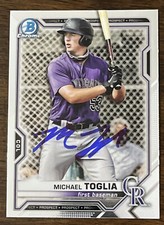 MICHAEL TOGLIA Signed 2021 Bowman Chrome Baseball Card #BCP-137 COL Rockies AUTO