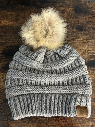 Faux Fuzzy Fur Pom Pom Beanie Hat | eBay