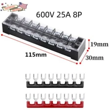 1 Set 8 Positions Dual Rows 600V 25A Wire Barrier Terminal Blocks Strip TB-2508L