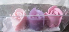 Valentines day Rose Bud soap 3 pcs  fresh linen  in clear gift box By Joanndles
