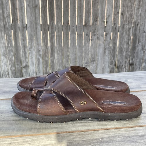 Vintage Skechers Jammers Sandals Women 9 Brown Leather Y2K Slip On Chunky Soles - Picture 3 of 12