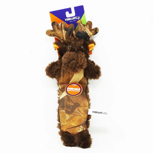 Vibrant Life Tough Buddy Lvl 4 Moose Dog Toy Durable Squeaks Stuffing
