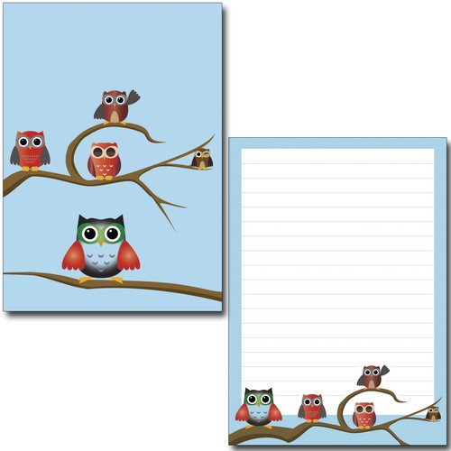 Happy Eule Schreibblock Eulen blau A5 50 Bl. Briefpapier Motivpapier