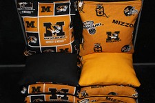 8 CORNHOLE BEANBAGS made w MISSOURI MIZZOU TIGERS Fabric ACA Reg Bags