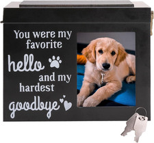 Pet Urns for Dogs,Pet Memorial Box with Photo Frame   Wooden Pet Urn for Dogs 