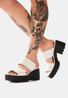 Vagabond Shoemakers Leather Slide Sandals White Straps Block Heel Women s 37