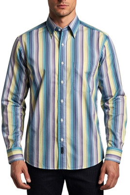 GANT | Mens Multicoloured 80's Two Ply Poplin Regular Fit Long Sleeve Shirt | XL