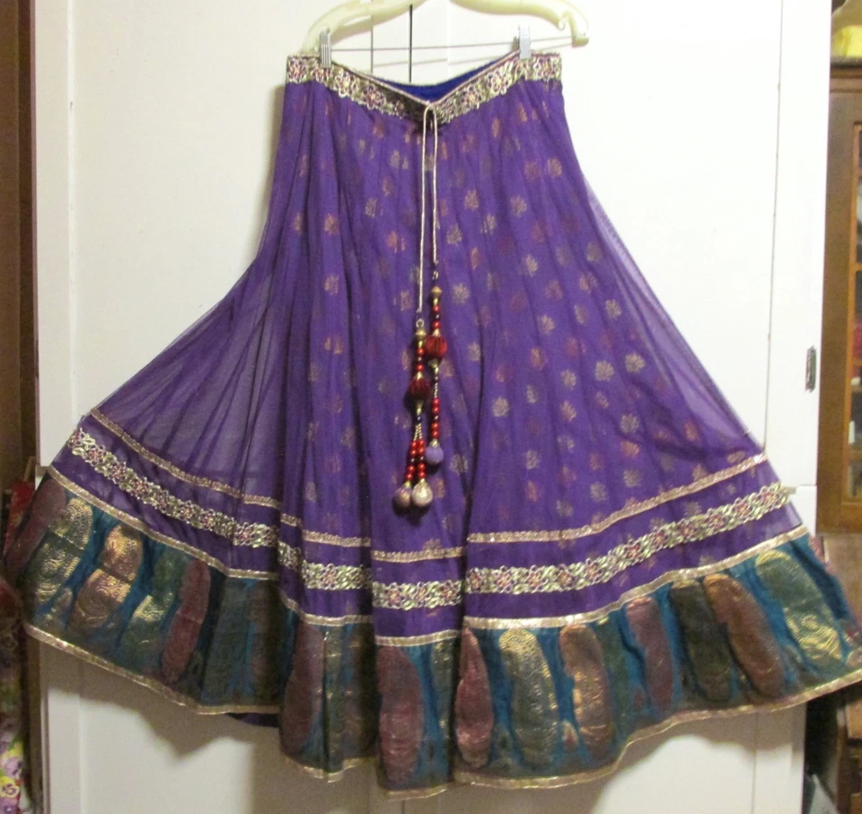 Indian 2 pc - Lehenga 3 Layer Purple Skirt & Matching Dupatta - Waist 36", L=40" - Image 4 of 4