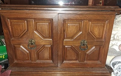 vintage jewelry cabinent with red velvet lined drawers (contents not included)