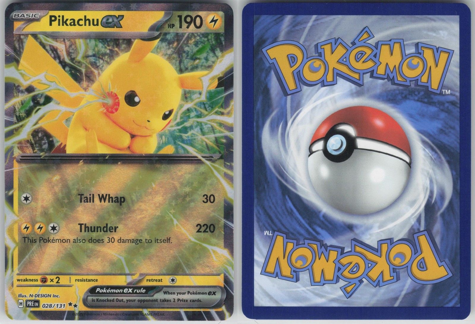 ✰ PIKACHU EX 028/131 DOUBLE RARE PRISMATIC EVOLUTIONS POKEMON ✰ NM/M