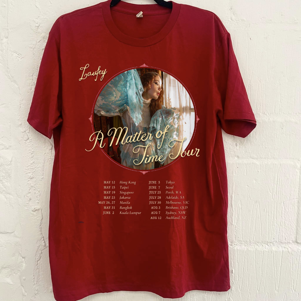 LAUFEY TOur 2026 Maroon Cotton T Shirt Full Size S-5XL | eBay