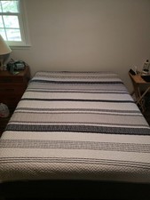 Gray Striped Quilt Queen Size Pre-owned No Stains