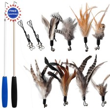 Cat Toys 10 pieces EcoCity Natural Feather Refills Chemical Dyeing Indoor Cats