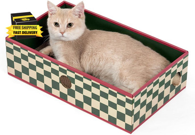 Cat Scratcher Box with 3-Layer Corrugated Pad, Heavy-Duty Double-Sided Cardboard