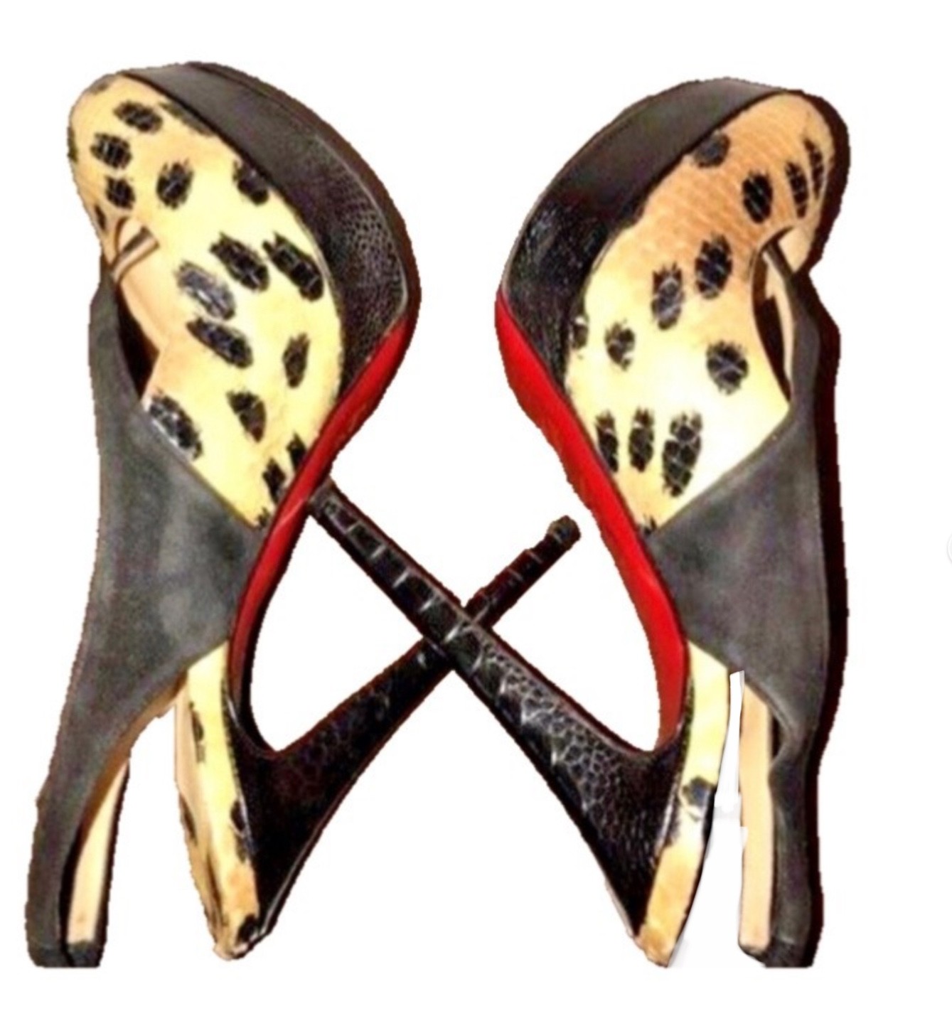 CHRISTIAN LOUBOUTIN leopard print python slingbac… - image 9