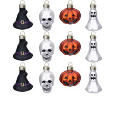 Halloween Glass Ornaments 12 Pcs Hanging Decor for Tree Skull Ghost Pumpkin