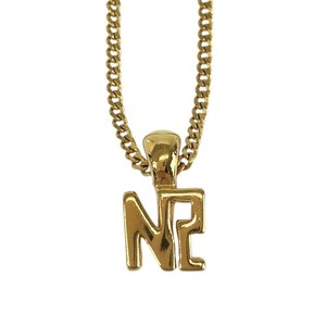 Authentic Good Condition NINA RICCI Logo Motif Gold Plated Necklace Women's [Used]