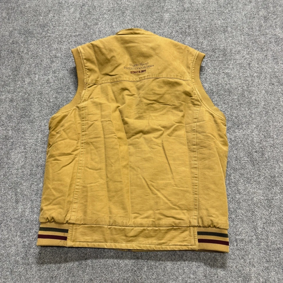 VTG Vest Men's Large Full Zip Multi-Pocket Outdoor Fur Lined Cotton Blend Beige - Image 3 of 4