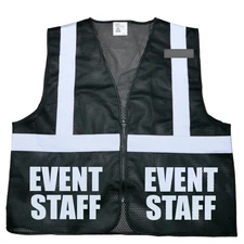 Event Staff Safety Vest, Type R, Class 2, Reflective Logo Front and Back.