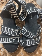 Juicy Couture Impulse Wedge Sandals Strappy Ankle Logo Sz 6