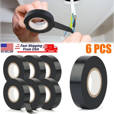 6x Black Electrical Tape Waterproof High Temperature Electric Tape Multipurpose