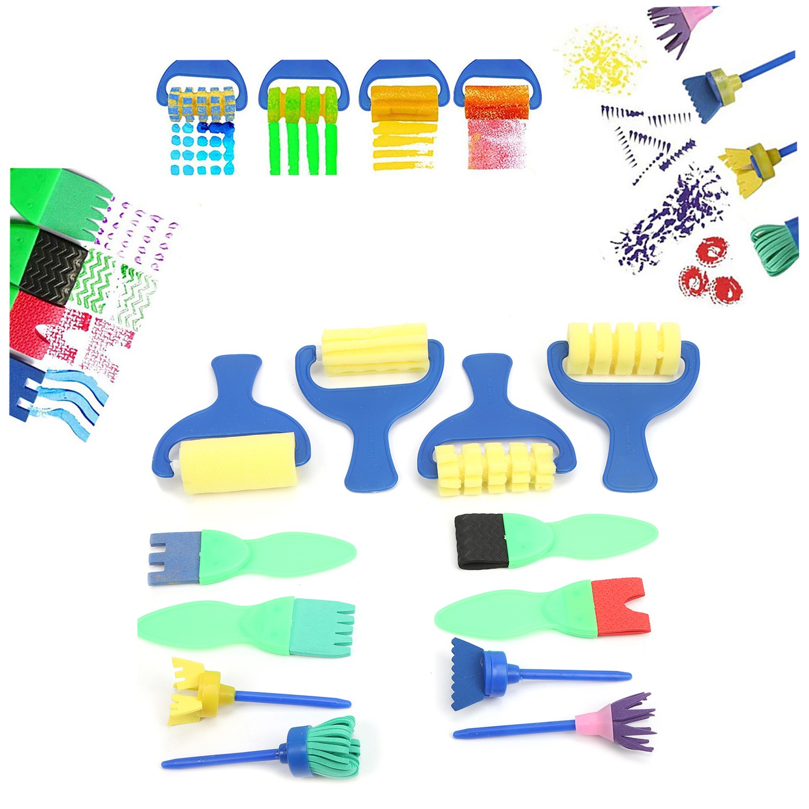 12Pcs Sponge Painting Brushes EVA Stamp Roller Early Learning Tool Gift.