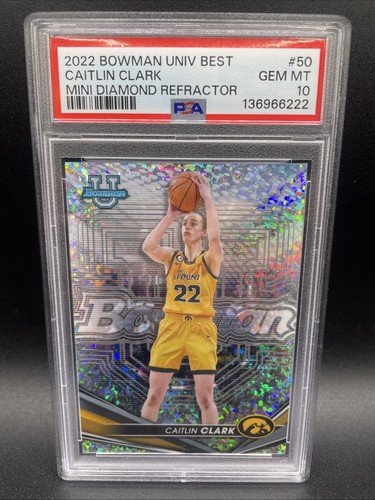 2022-23 Topps Bowman Caitlin Clark Mini-Diamond /299 Rookie Card #50 PSA 10 