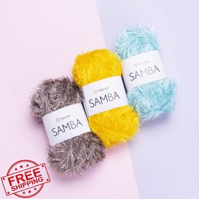 YarnArt Samba Eyelash Yarn, Light Gray, 100g, 150m, Knitting Crochet