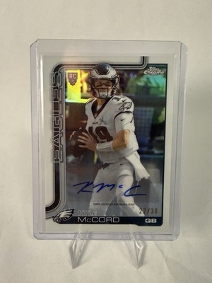 Topps Chrome Rookie Auto Kyle McCord Eagles 2025 22/30 White Refractor 