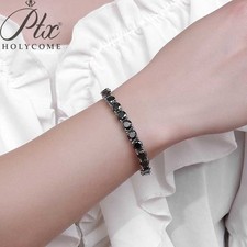 4-5mm Black Round Cut Moissanite Tennis Chain 925 Sterling Silver Pass Tester