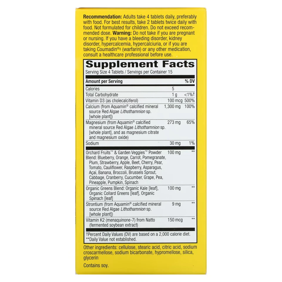 2 X Natures Way, Alive! Cálcio, absorção máxima, 60 comprimidos - Imagem 2 de 2