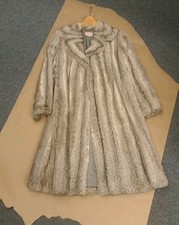 VTG 70'S full length women's fur coat mink light beige gray  black Peking China