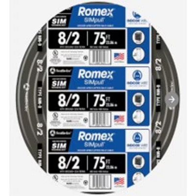 75 Ft. 8/2 Stranded Romex Simpull CU NM-B W/G Wire