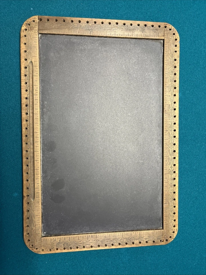 Antique Slate Chalkboard Wood Frame Country Schoolhouse Double Sided X2 Vintage - Image 3 of 4