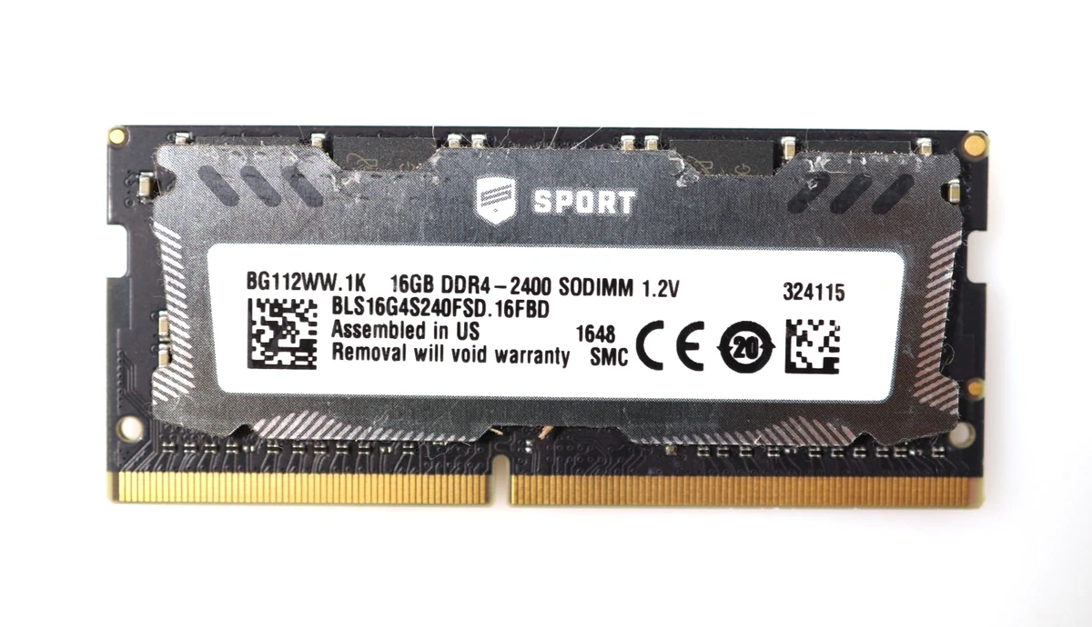 DDR4 SDRAM Ballistix 16 GB Capacity per Module Memory (RAM) for