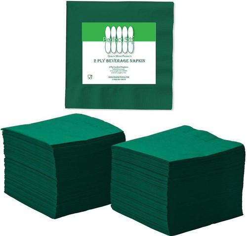 2 Ply Green Beverage Napkins, Pack of 300