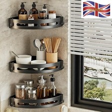 Bathroom Corner Shower Suction Shelf Tidy Kitchen Wall Storage Basket Rack UK