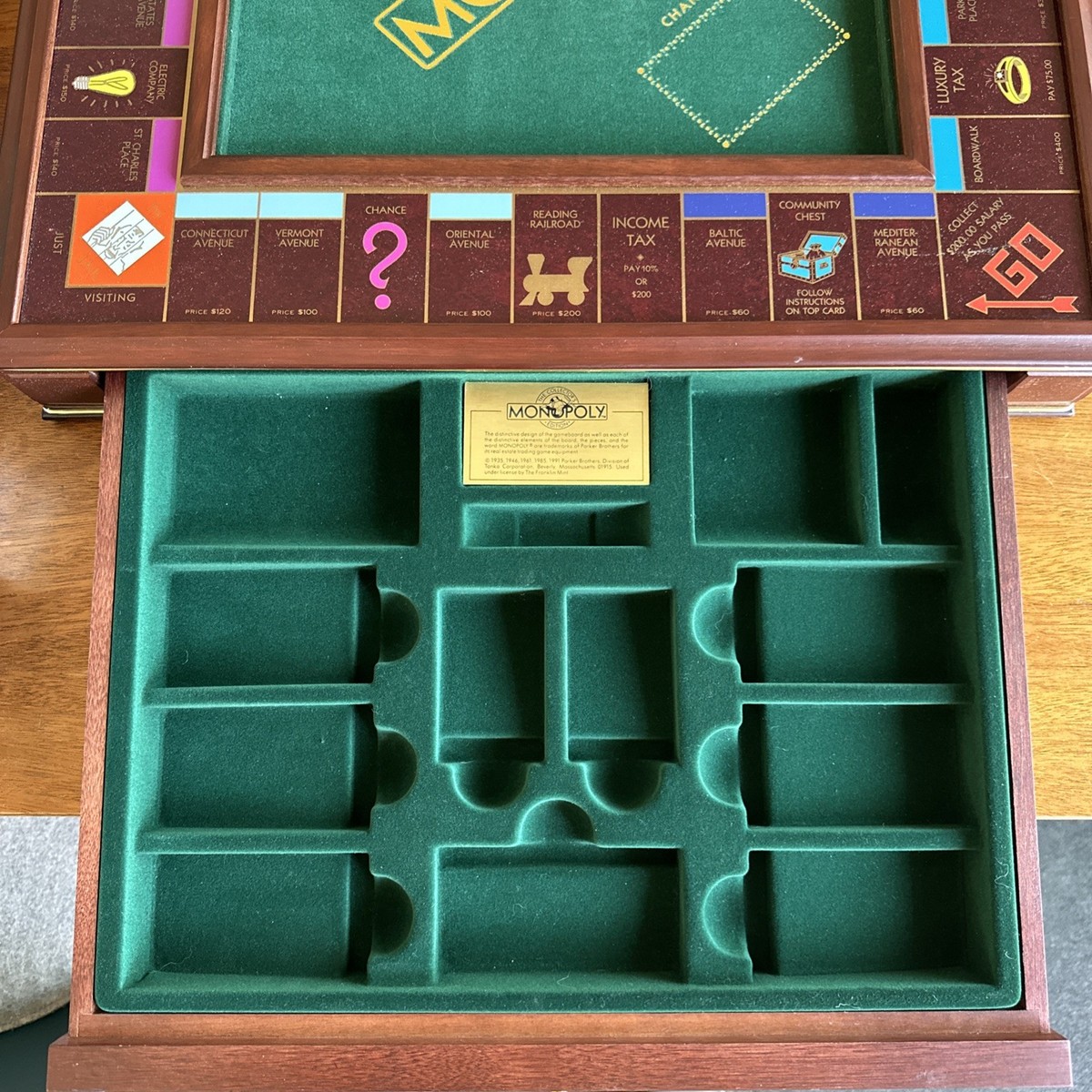 Monopoly Deluxe Franklin Mint 1991 - Édition Collector En Bois - NEUF Scellé