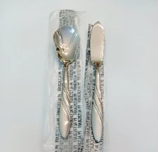 NEW Pfaltzgraff CROSSCREEK 18/0 Stainless Butter Knife & Sugar Spoon~China